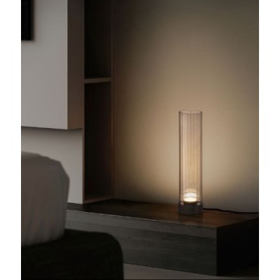 ΕΠΙΤΡΑΠΕΖΙΟ ΦΩΤΙΣΤΙΚΟ  Brushed Gray Metal Base & Mocha Glass H:35cm