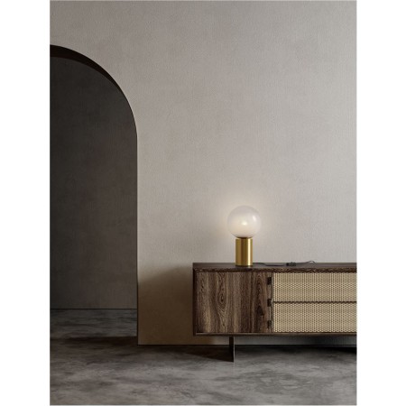 ΕΠΙΤΡΑΠΕΖΙΟ ΦΩΤΙΣΤΙΚΟ  Brass Gold Metal Gradient White Glass