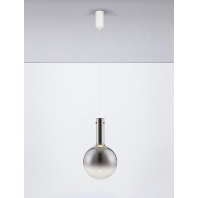 ΚΡΕΜΑΣΤΟ ΦΩΤΙΣΤΙΚΟ Smokey Glass & White Metal Base & Champagne