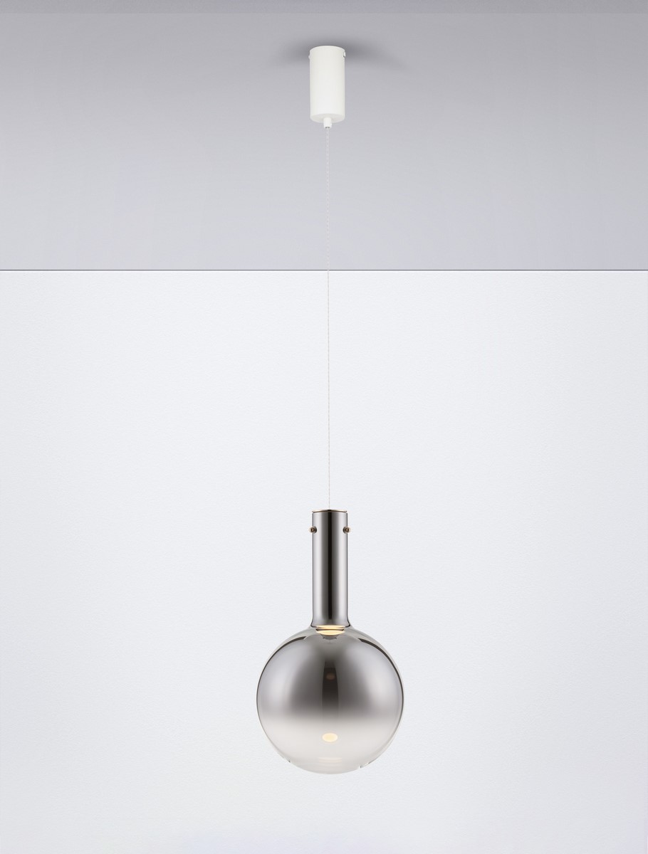 ΚΡΕΜΑΣΤΟ ΦΩΤΙΣΤΙΚΟ Smokey Glass & White Metal Base & Champagne