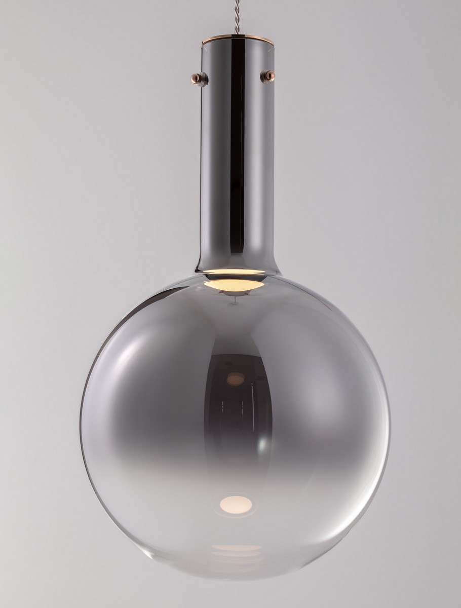 ΚΡΕΜΑΣΤΟ ΦΩΤΙΣΤΙΚΟ Smokey Glass & White Metal Base & Champagne