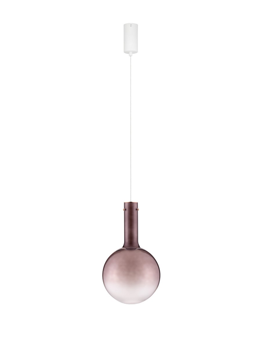 ΚΡΕΜΑΣΤΟ ΦΩΤΙΣΤΙΚΟ Brown Glass & White Metal Base & Champagne