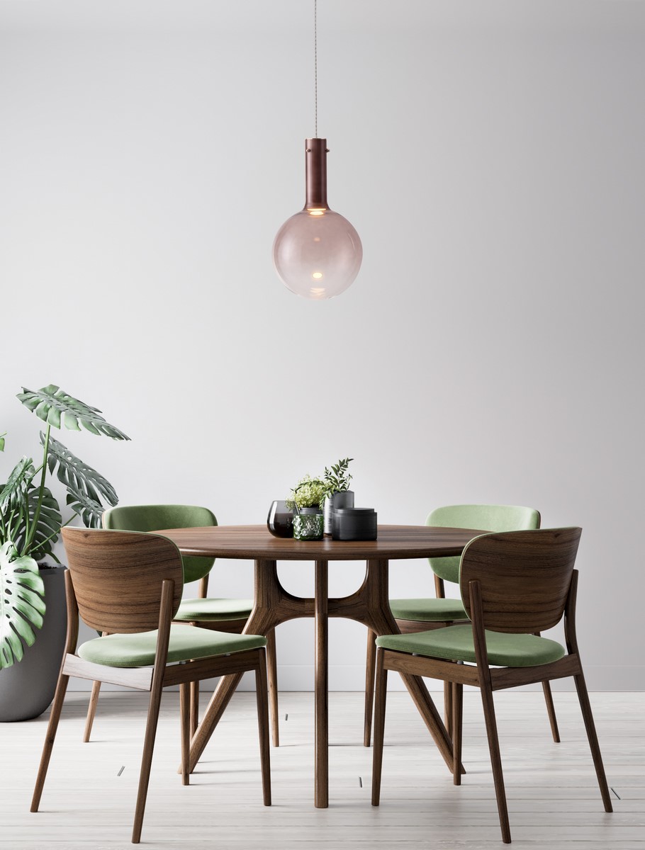 ΚΡΕΜΑΣΤΟ ΦΩΤΙΣΤΙΚΟ Brown Glass & White Metal Base & Champagne