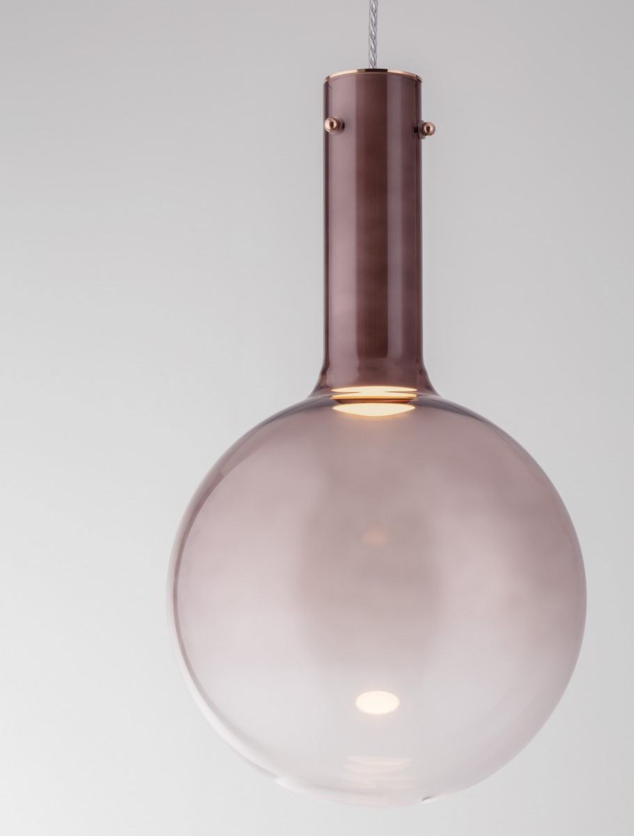ΚΡΕΜΑΣΤΟ ΦΩΤΙΣΤΙΚΟ Brown Glass & White Metal Base & Champagne