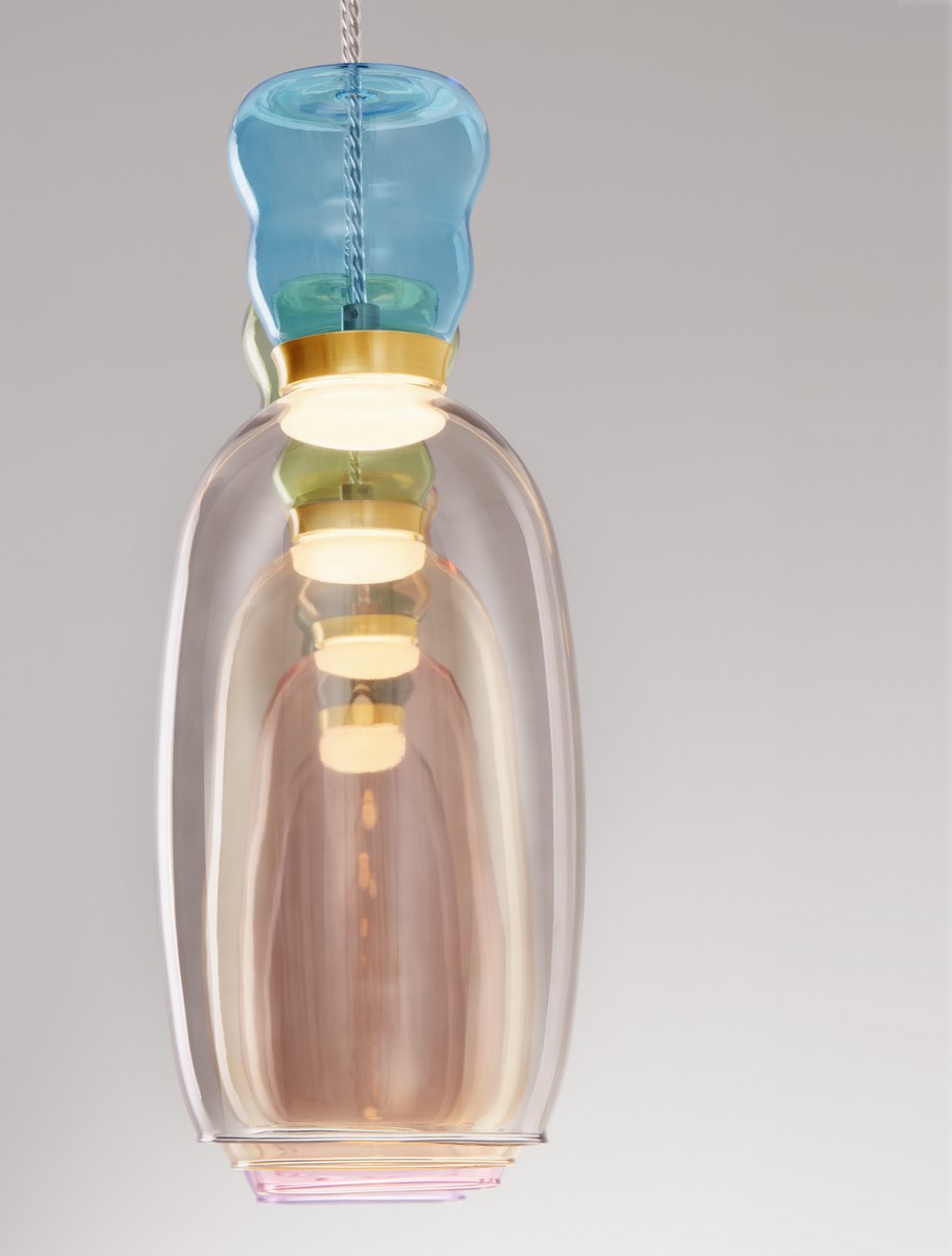 ΚΡΕΜΑΣΤΟ ΦΩΤΣΤΙΚΟ  Sandy Gold Metal Glossy Jasper,Purple,Yellow,Pink,Light Green,Light Blue & Cyan Glass