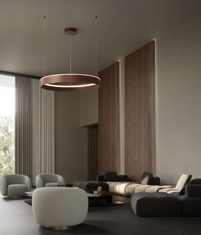 ΚΡΕΜΑΣΤΟΣ ΚΥΚΛΟΣ LED D:78cm Dark Brown Steel 