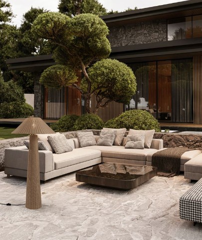 ΕΠΙΔΑΠΕΔΙΟ ΦΩΤΙΣΤΙΚΟ ΕΞΩΤΕΡΙΚΟΥ ΧΩΡΟΥ Light Brown  Synthetic Rattan, Metal & Glass H:145cm
