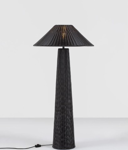 ΕΠΙΔΑΠΕΔΙΟ ΦΩΤΙΣΤΙΚΟ ΕΞΩΤΕΡΙΚΟΥ ΧΩΡΟΥ Black Synthetic Rattan, Metal & Glass H:145cm