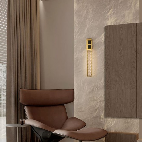 ΑΠΛΙΚΑ ΤΟΙΧΟΥ  Gold Aluminium & Steel K9 Crystal & Black Leather