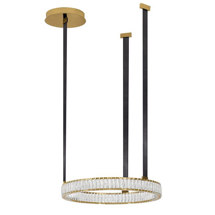 ΚΡΕΜΑΣΤΟ ΚΥΚΛΙΚΟ ΦΩΤΙΣΤΙΚΟ ΜΕ ΚΡΥΣΤΑΛΛΑ  Gold Aluminium & Black Leather