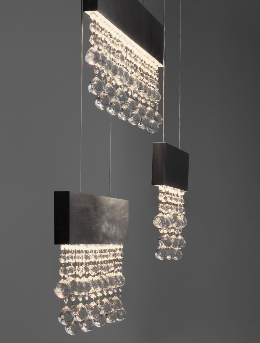 ΚΡΕΜΑΣΤΟ ΦΩΤΙΣΤΙΚΟ Brushed Titanium Black Aluminium & Crystal 