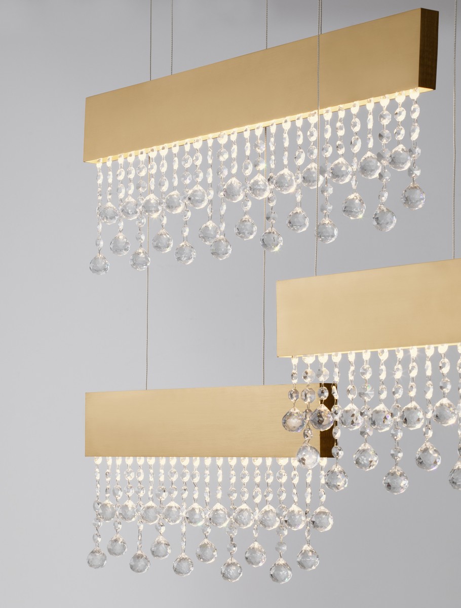 ΚΡΕΜΑΣΤΟ ΦΩΤΙΣΤΙΚΟ Brushed Gold Aluminium & Crystal