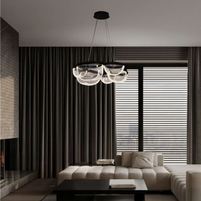 ΦΩΤΙΣΤΙΚΟ n4  LED ΜΑΥΡΟ ΜΕΤΑΛΛΟ ΚΑΙ ΔΙΑΦΑΝΟ ΓΥΑΛΙ D:83cm