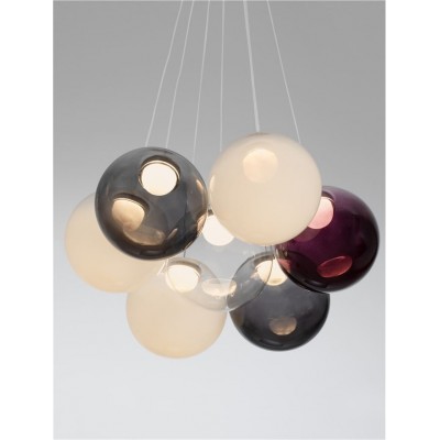 ΚΡΕΜΑΣΤΟ 7ΦΩΤΟ ΦΩΤΙΣΤΙΚΟ LED D:45cm Clear, Opal, Smokey & Purple Glass