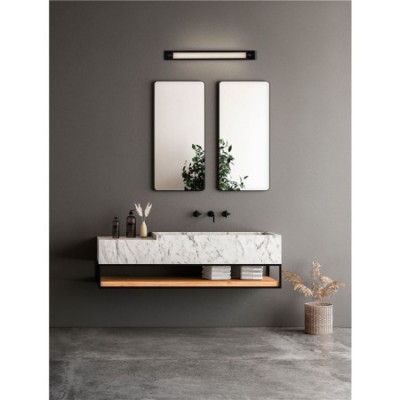 ΑΠΛΙΚΑ ΤΟΙΧΟΥ Matt Black Metal Base Glass &White Acrylic L:80cm