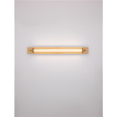 ΑΠΛΙΚΑ ΤΟΙΧΟΥ LED Brass Gold Metal Base Glass & White Acrylic L:80cm