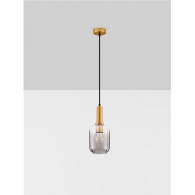 ΚΡΕΜΑΣΤΟ ΜΟΝΟΦΩΤΟ Brass Gold Metal Base & Smokey Glass