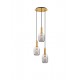 ΚΡΕΜΑΣΤΟ 3ΦΩΤΟ  Brass Gold Metal Base ΜΕ Smokey Glass