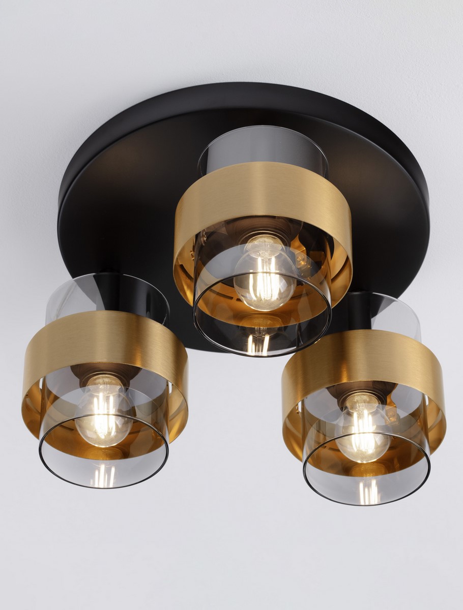 Smoky Glass Brass Gold Metal