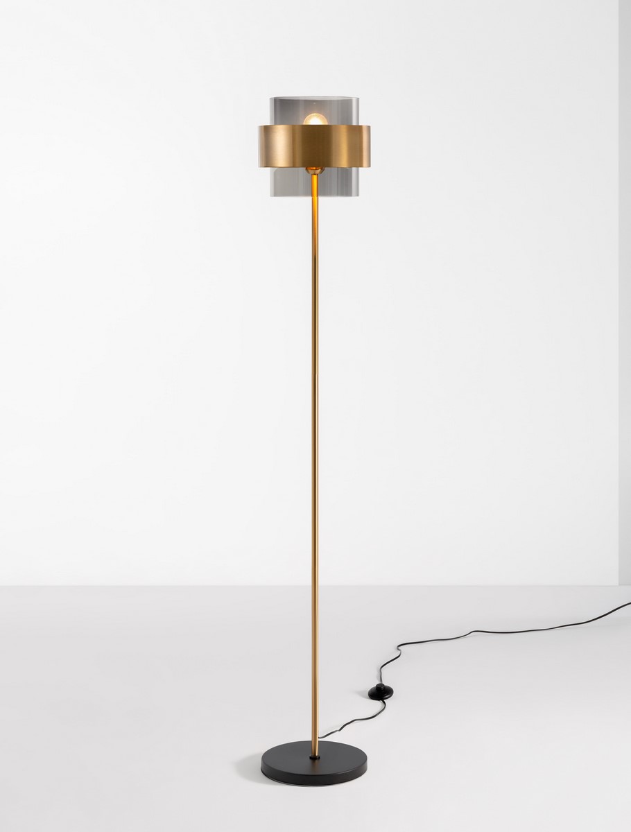 ΕΠΙΔΑΠΕΔΙΟ ΦΩΤΙΣΤΙΚΟ Smoke Glass & Black Cord & Brass gold Metal