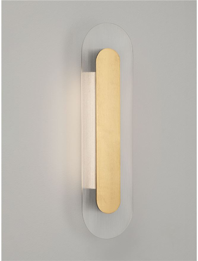 ΟΒΑΛ ΑΠΛΙΚΑ LED Clear Glass Brass Gold Metal H:50cm 