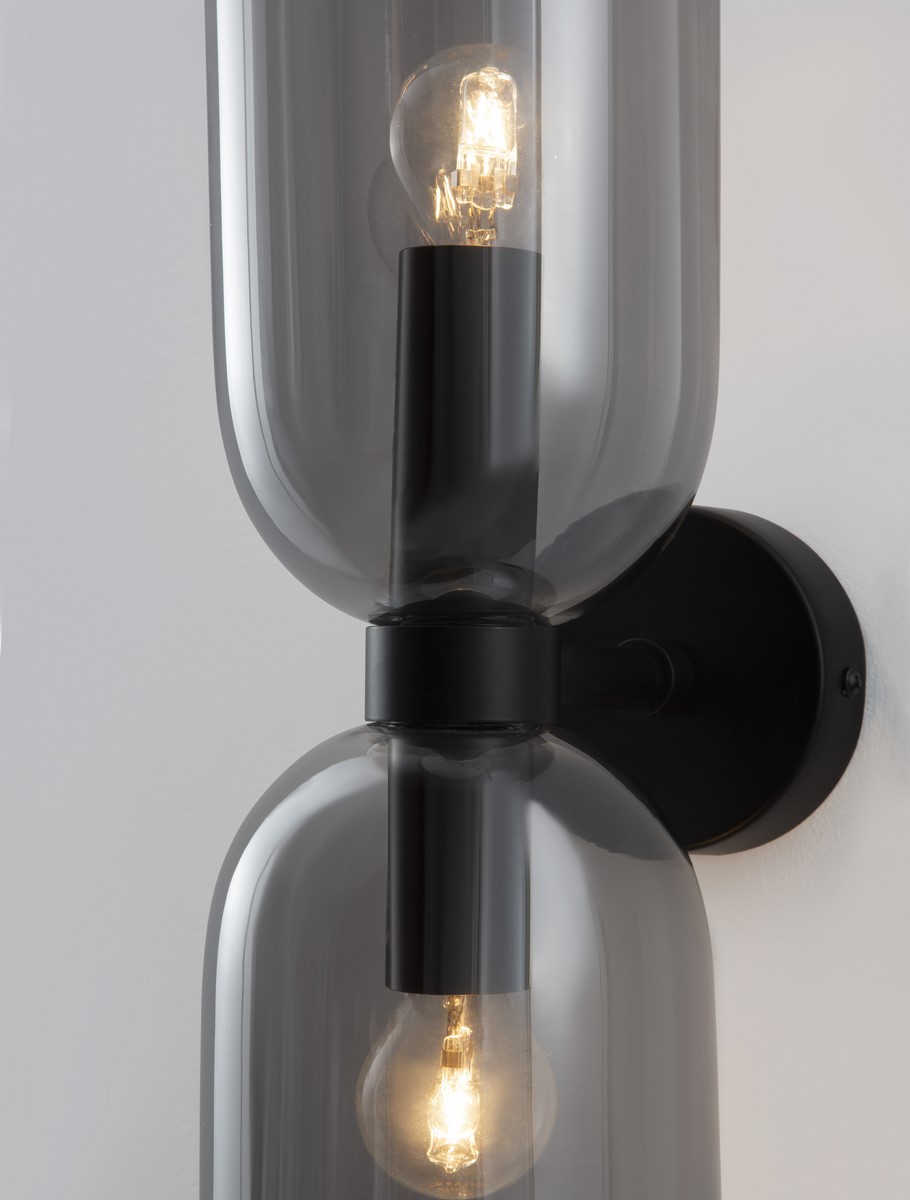 ΑΠΛΙΚΑ ΤΟΙΧΟΥ Smoky Glass & Black Metal Base