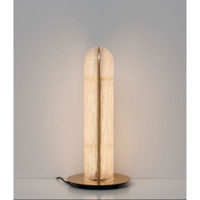 ΕΠΙΤΡΑΠΕΖΙΟ ΦΩΤΙΣΤΙΚΟ LED Antique Brass Metal & Structured Glass
