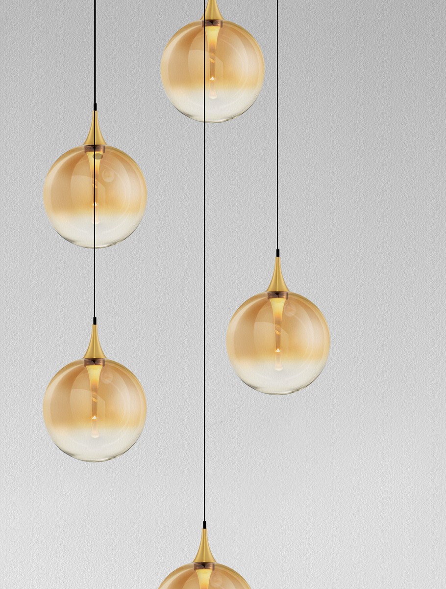 ΚΡΕΜΑΣΤΟ ΦΩΤΙΣΤΙΚΟ Matt Black Metal Base Brass Gold Metal Top & Gradient Champaign Glass