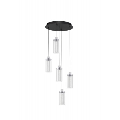 ΚΡΕΜΑΣΤΟ ΦΩΤΙΣΤΙΚΟ Triac Dimmable Chrome Steel & Aluminium Clear Glass Sandy Black Canopy 
