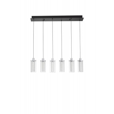 ΚΡΕΜΑΣΤΟ ΦΩΤΙΣΤΙΚΟ Triac Dimmable Chrome Steel & Aluminium Clear Glass Sandy Black Canopy