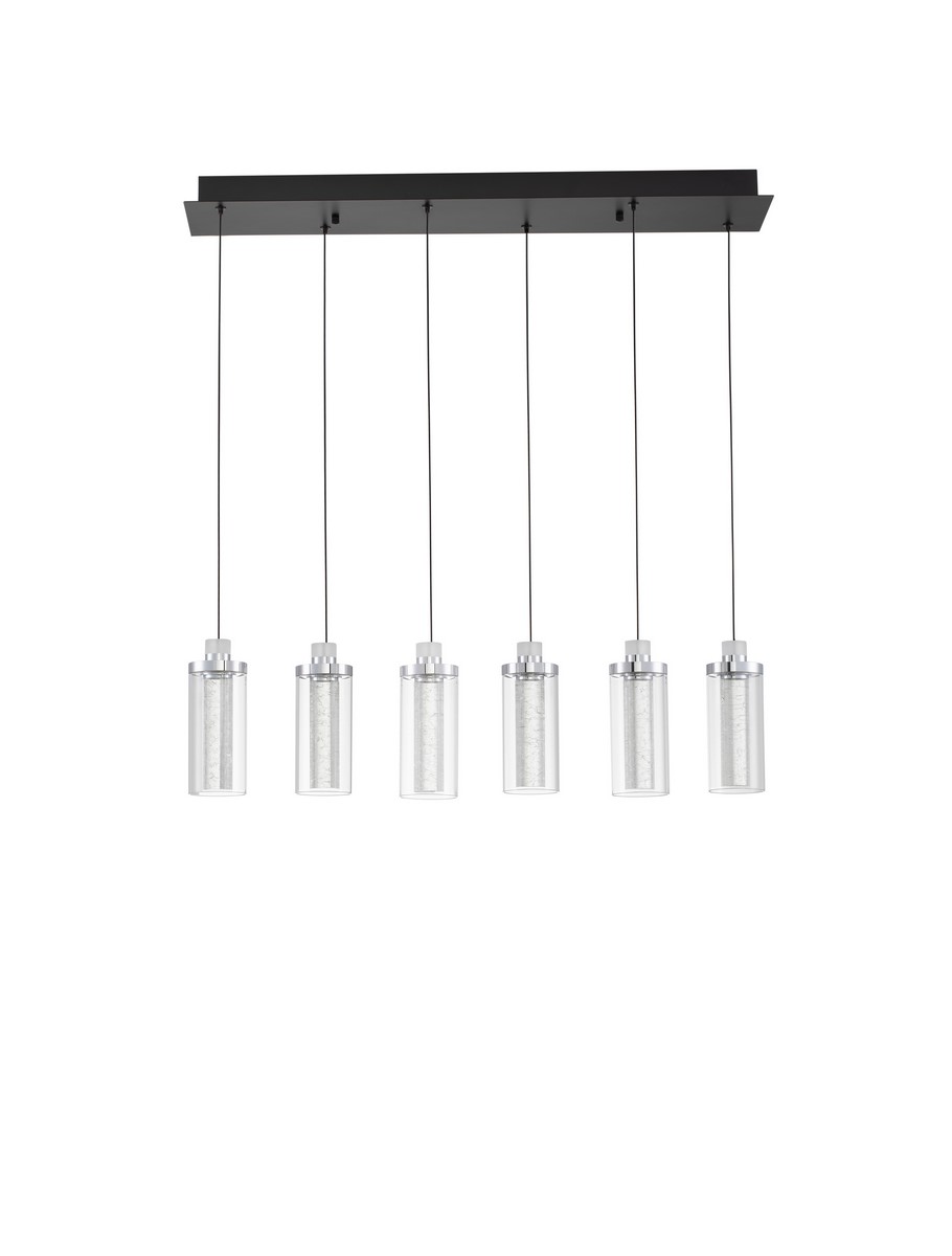ΚΡΕΜΑΣΤΟ ΦΩΤΙΣΤΙΚΟ Triac Dimmable Chrome Steel & Aluminium Clear Glass Sandy Black Canopy