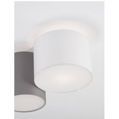 ΔΙΦΩΤΟ ΦΩΤΙΣΤΙΚΟ ΟΡΟΦΗΣ  Sandy White Metal Base White & Grey Fabric Shade