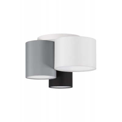 ΦΩΤΙΤΙΚΟ ΟΡΟΦΗΣ Sandy White Metal Base White Black & Grey Fabric Shade