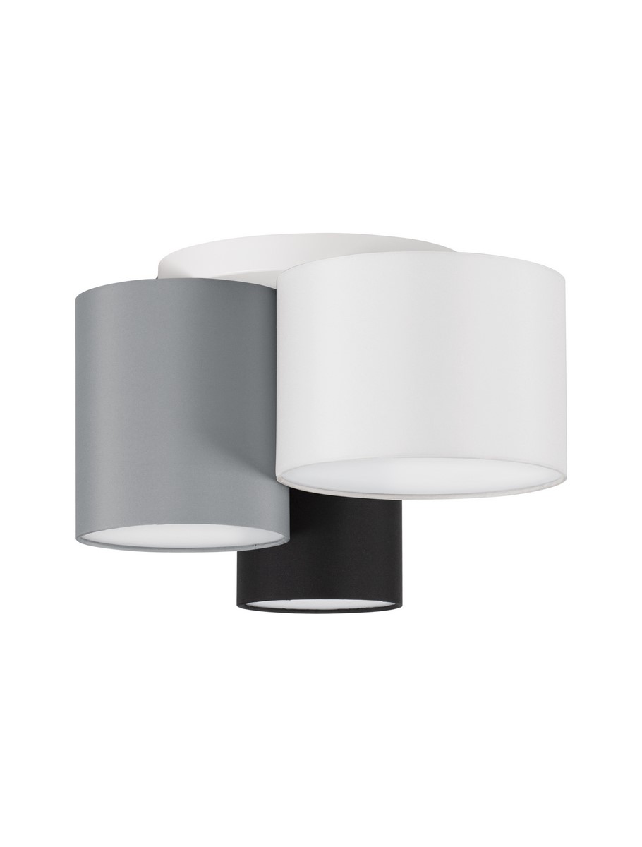 ΦΩΤΙΤΙΚΟ ΟΡΟΦΗΣ Sandy White Metal Base White Black & Grey Fabric Shade