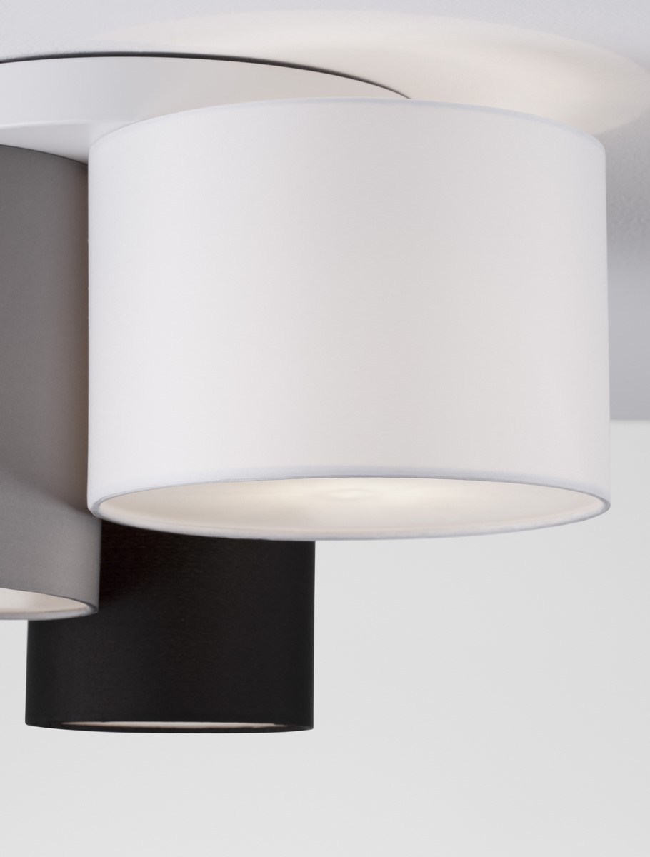 ΦΩΤΙΤΙΚΟ ΟΡΟΦΗΣ Sandy White Metal Base White Black & Grey Fabric Shade