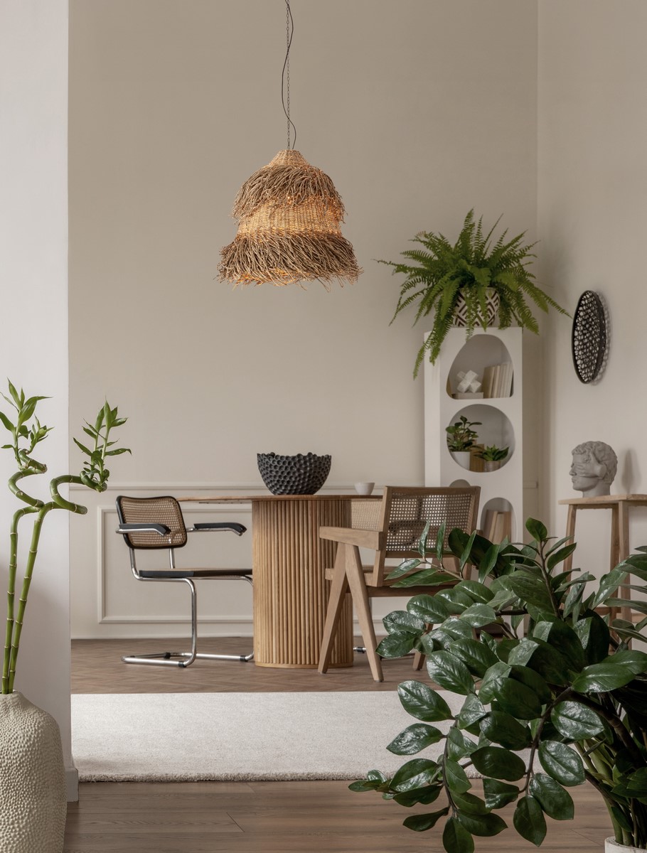 ΚΡΕΜΑΣΤΟ ΦΩΤΙΣΤΙΚΟ  Natural Seagrass Black Fabric Wire & Base
