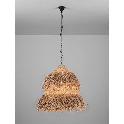 ΚΡΕΜΑΣΤΟ ΦΩΤΙΣΤΙΚΟ  Natural Seagrass Black Fabric Wire & Base