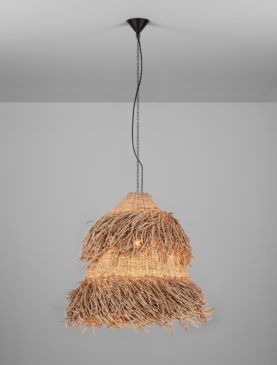 ΚΡΕΜΑΣΤΟ ΦΩΤΙΣΤΙΚΟ  Natural Seagrass Black Fabric Wire & Base