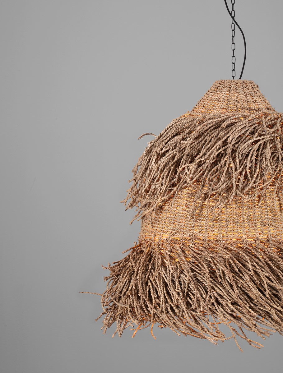 ΚΡΕΜΑΣΤΟ ΦΩΤΙΣΤΙΚΟ  Natural Seagrass Black Fabric Wire & Base