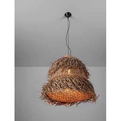 ΚΡΕΜΑΣΤΟ ΦΩΤΙΣΤΙΚΟ  Natural Seagrass Black Fabric Wire & Base