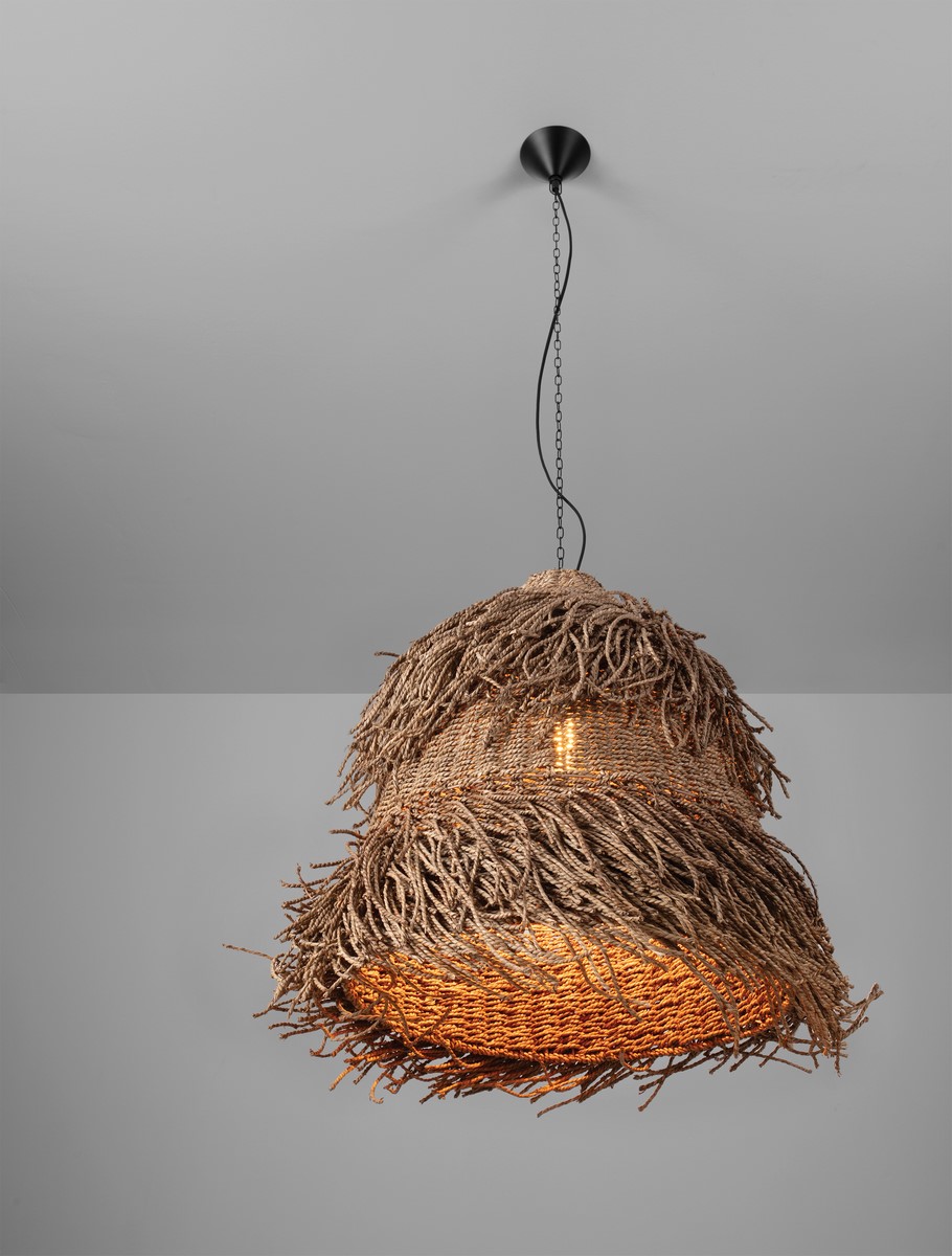ΚΡΕΜΑΣΤΟ ΦΩΤΙΣΤΙΚΟ  Natural Seagrass Black Fabric Wire & Base