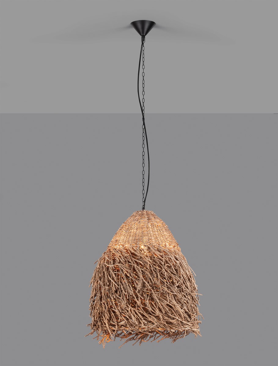 ΚΡΕΜΑΣΤΟ ΦΩΤΙΣΤΙΚΟ  Natural Seagrass Black Fabric Wire & Base  D:61 H1:55 H2:200cm