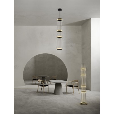 ΦΩΤΙΣΤΙΚΟ ΔΕΠΕΔΟΥ Dimmable With Sensor Matt Black Carbon Steel Aluminium, Clear Glass, Silica & Abs