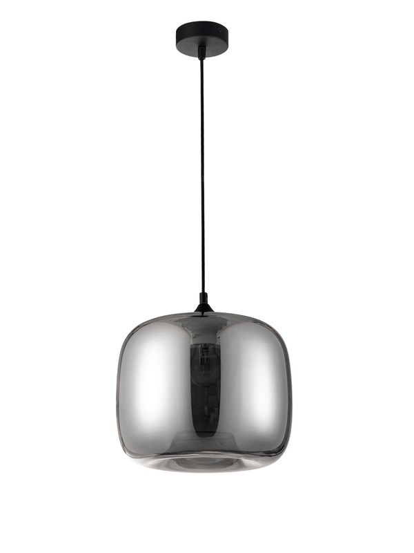 Chrome Glass Black Metal Black Fabric Wire