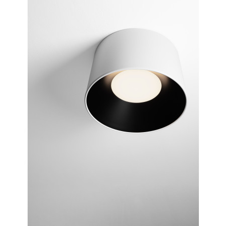 ΠΛΑΦΟΝΙΕΡΑ LED ΣΤΡΟΓΓΥΛΗ Sandy White & Black Aluminium & Steel D:50cm 