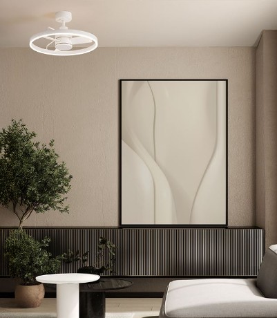 ΑΝΕΜΙΣΤΗΡΑΣ ΟΡΟΦΗΣ LED D:60cm ΛΕΥΚΟΣ ΜΕ ΣΚΟΥΡΟ ΞΥΛΟ