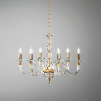 ΚΡΕΜΑΣΤΟ 6/ΦΩΤΟ ΠΟΛΥΕΛΑΙΟΣ HANDMADE CLEAR GLASS AND METAL GOLD ELEMENTS D 72 CM