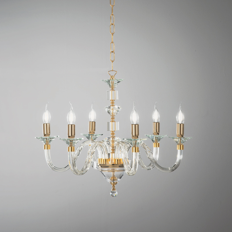 ΚΡΕΜΑΣΤΟ 6/ΦΩΤΟ ΠΟΛΥΕΛΑΙΟΣ HANDMADE CLEAR GLASS AND METAL GOLD ELEMENTS D 72 CM