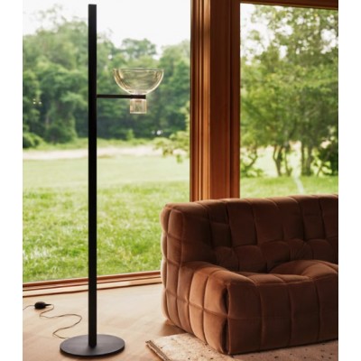 FLOS NOCTURNE  LED FLOOR LAMP  TRANSPARENT BOROCILICATE GLASS & BLACK METAL 