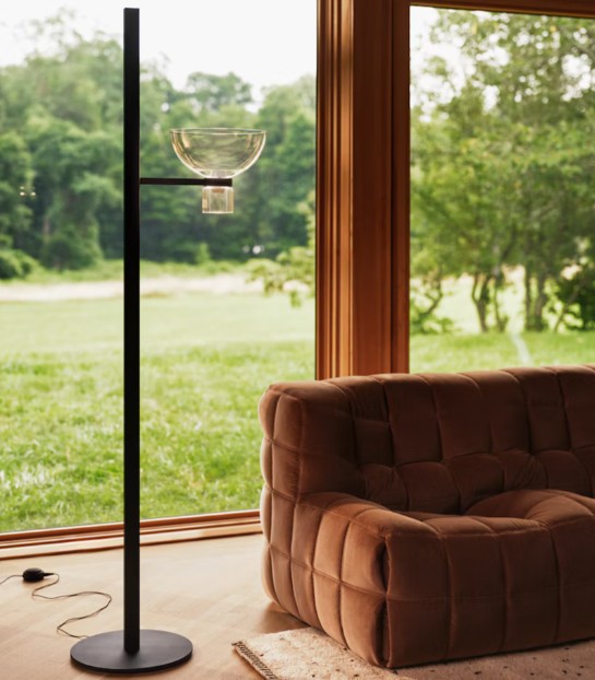 FLOS NOCTURNE  LED FLOOR LAMP  TRANSPARENT BOROCILICATE GLASS & BLACK METAL 